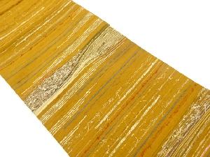 ひげ紬抽象横縞模様開き名古屋帯（額縁仕立て）